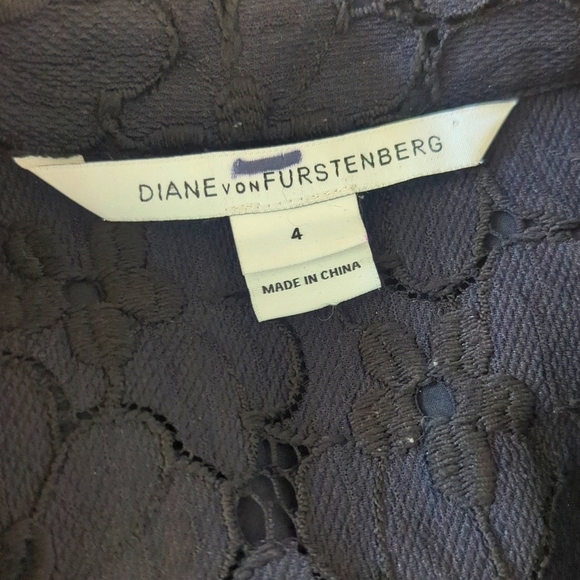 Diane Von Furstenberg Black Floral Long sleeve Tunic dress - Picture 5 of 7